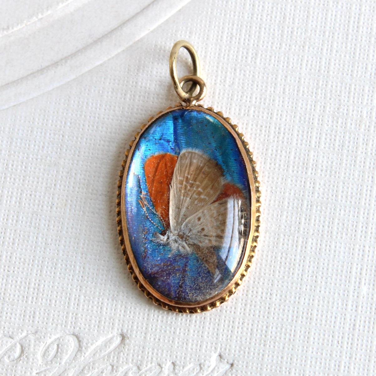 Antique 14k Butterfly Under Glass Charm