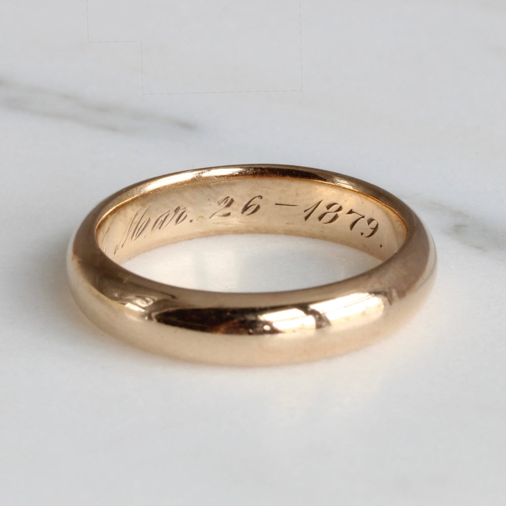 antique donut or comfort style gold band dated 1879 inside