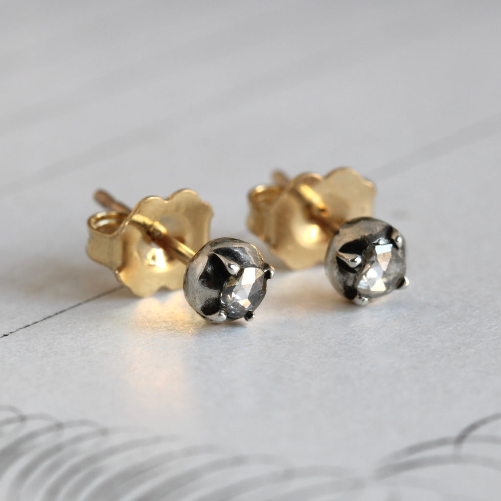 rose cut diamond stud earrings 