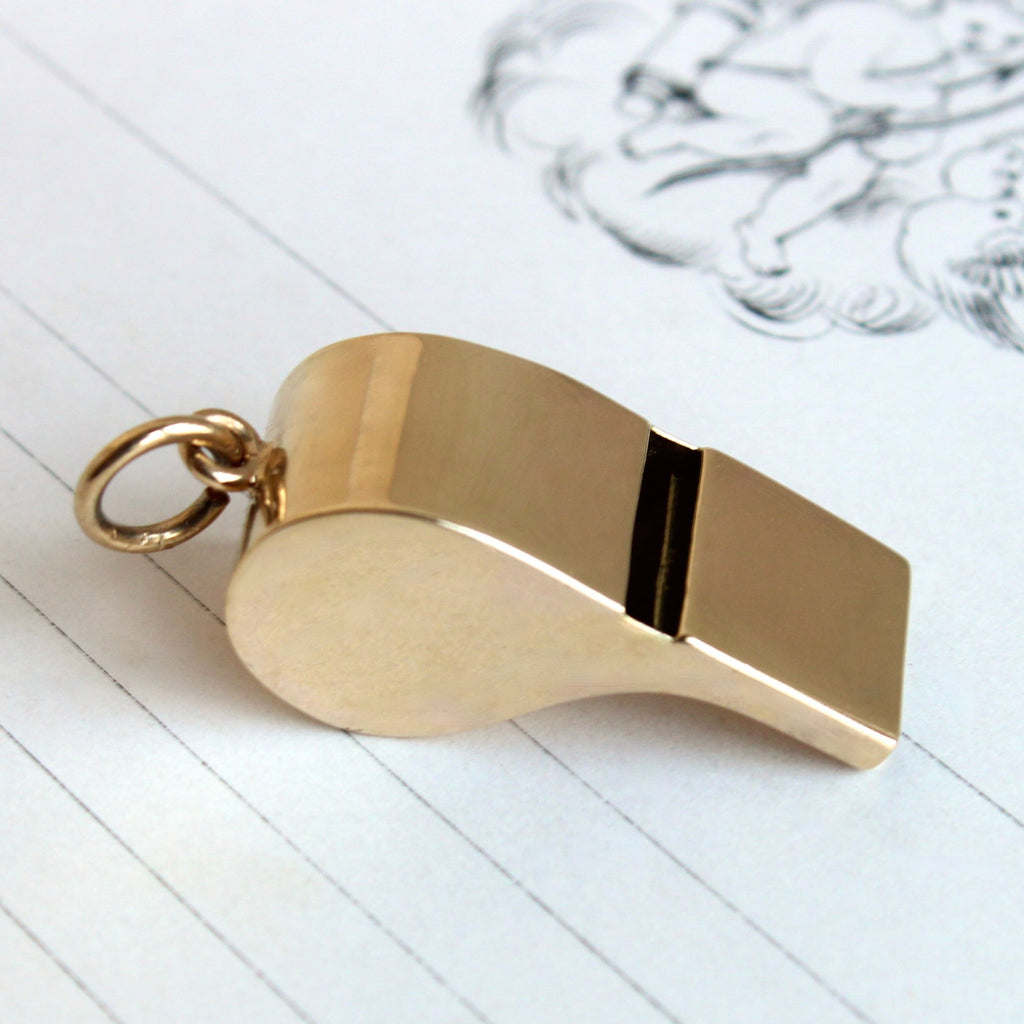 large working whistle pendant in yellow gold