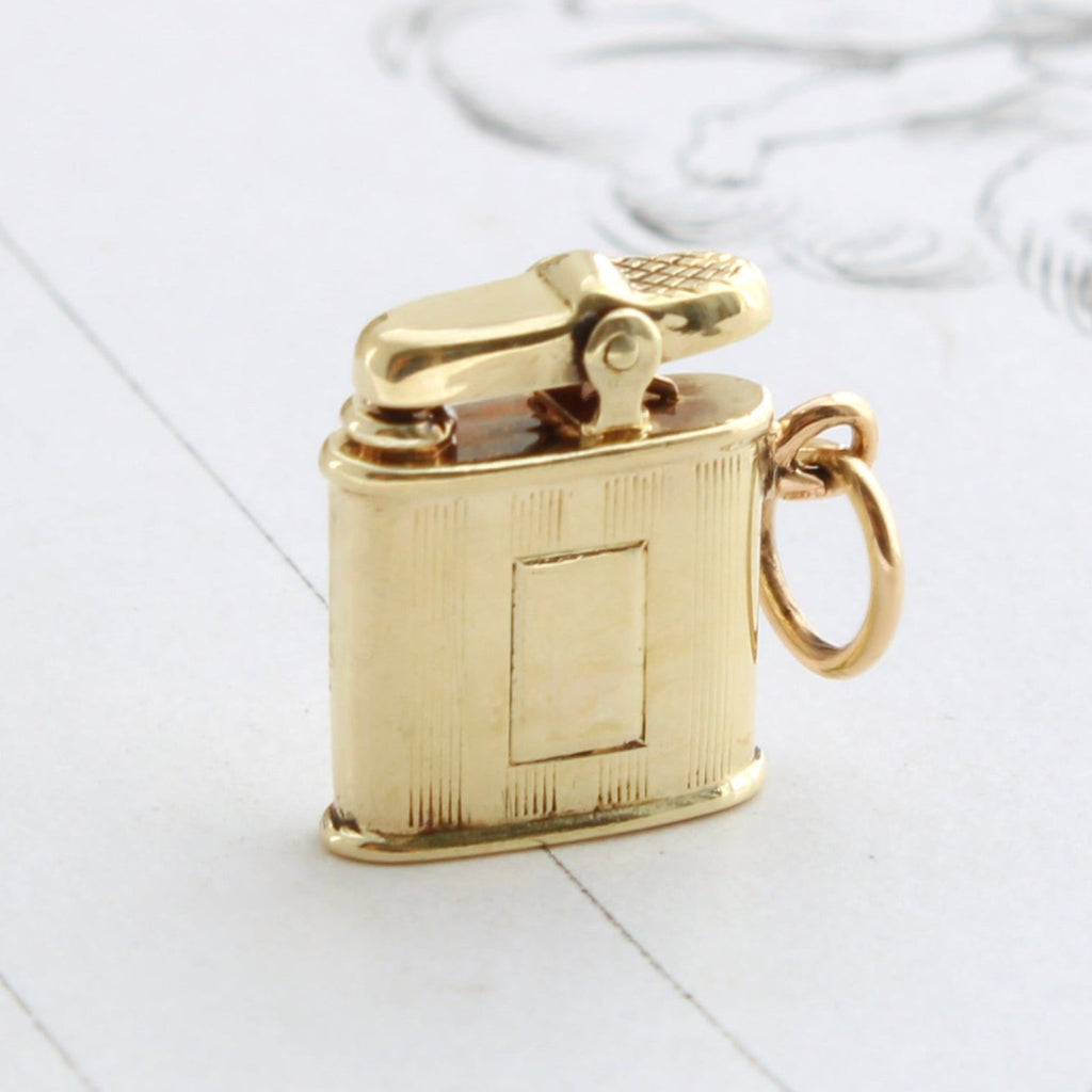 miniature yellow gold cigarette lighter charm