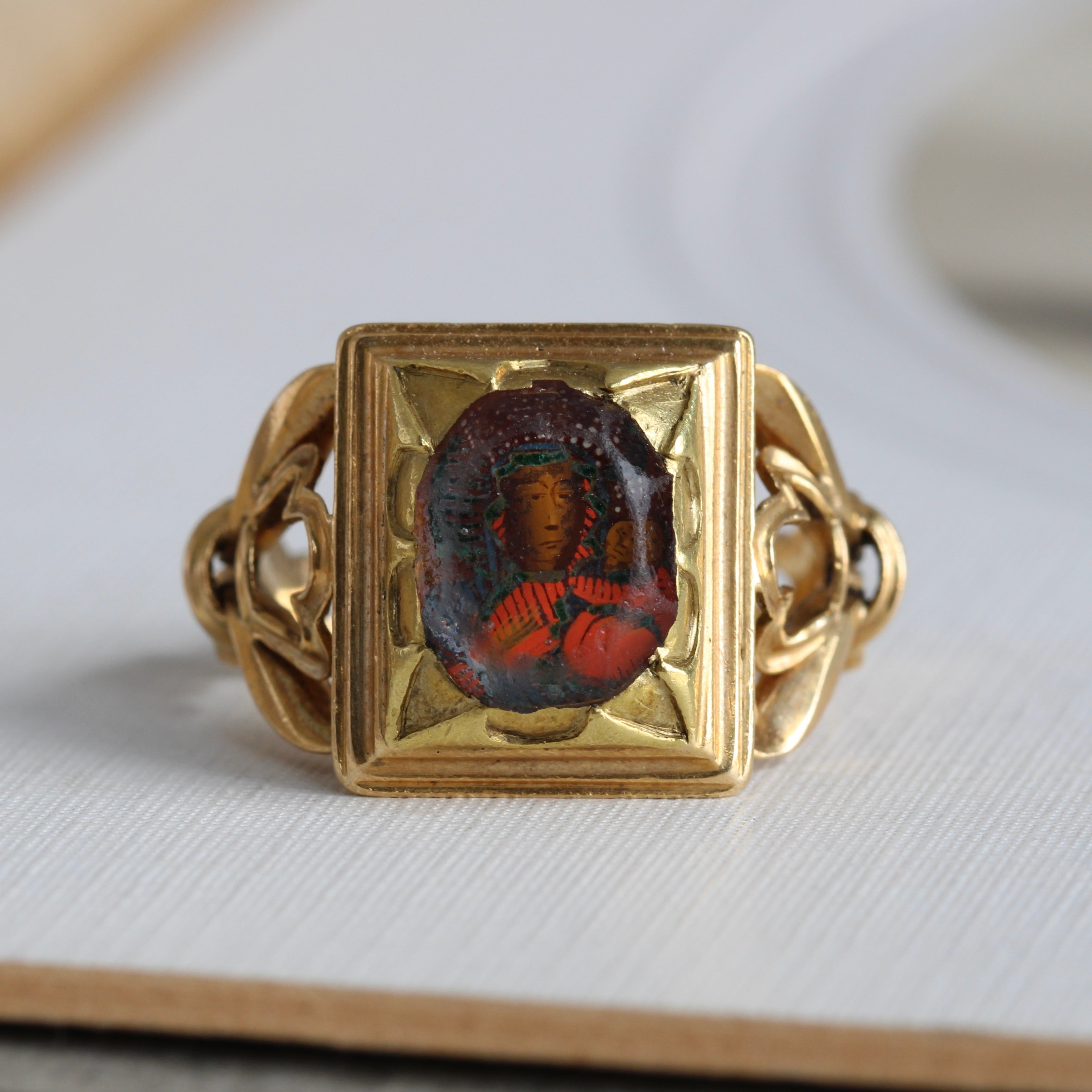 Devotion Ring Early 19th C. Devotional Ring with Hand-Painted Madonna & Child – The ...